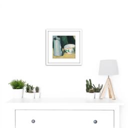 Artery8 Paul Cezanne Bowl & Milk Jug 8X8 Inch Square Wooden Framed Wall Art Print Picture with Mount in White - thumbnail 2