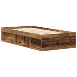 Berkfield Home Durable Bed Frame without Mattress Old Wood 90x190 cm Single Engi in Brown - thumbnail 4