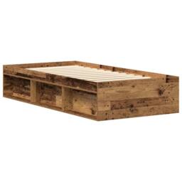 Berkfield Home Durable Bed Frame without Mattress Old Wood 90x190 cm Single Engi in Brown - thumbnail 7