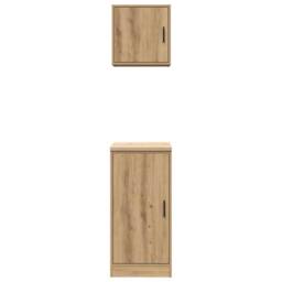 Berkfield Home Garage Cabinets 2 pcs Artisan Oak Engineered Wood in Brown - thumbnail 8
