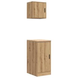 Berkfield Home Garage Cabinets 2 pcs Artisan Oak Engineered Wood in Brown - thumbnail 2