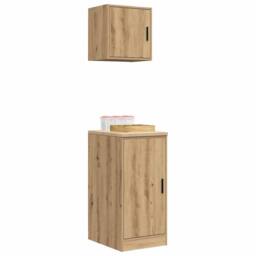 Berkfield Home Garage Cabinets 2 pcs Artisan Oak Engineered Wood in Brown - thumbnail 4