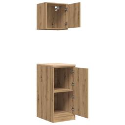 Berkfield Home Garage Cabinets 2 pcs Artisan Oak Engineered Wood in Brown - thumbnail 5