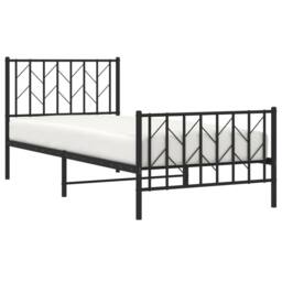Berkfield Home Metal Bed Frame without Mattress with Footboard Black 90x200cm - Size: 90x200 cm - thumbnail 3