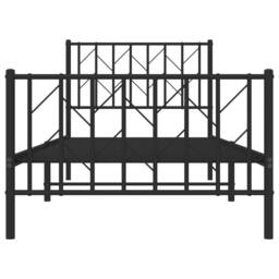 Berkfield Home Metal Bed Frame without Mattress with Footboard Black 90x200cm - Size: 90x200 cm - thumbnail 5