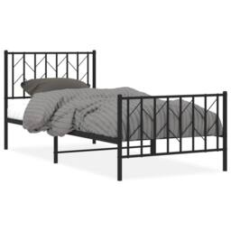 Berkfield Home Metal Bed Frame without Mattress with Footboard Black 90x200cm - Size: 90x200 cm - thumbnail 2