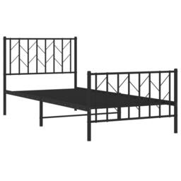 Berkfield Home Metal Bed Frame without Mattress with Footboard Black 90x200cm - Size: 90x200 cm - thumbnail 4