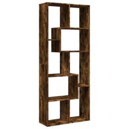 Berkfield Home Room Divider Bookcase Smoked Oak 67x25x161.5 cm Engineered Wood in Brown - thumbnail 7