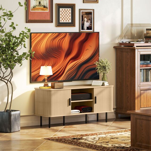 HOMCOM TV Unit for Living Room, TV Stand, Oak Tone in Brown - image 1