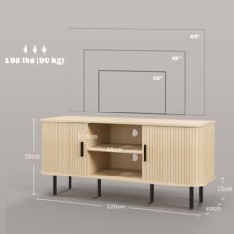 HOMCOM TV Unit for Living Room, TV Stand, Oak Tone in Brown - thumbnail 3