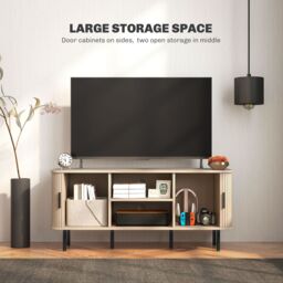 HOMCOM TV Unit for Living Room, TV Stand, Oak Tone in Brown - thumbnail 5