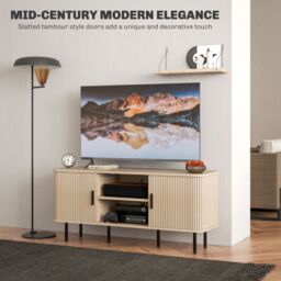 HOMCOM TV Unit for Living Room, TV Stand, Oak Tone in Brown - thumbnail 4