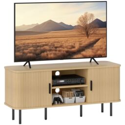 HOMCOM TV Unit for Living Room, TV Stand, Oak Tone in Brown - thumbnail 2