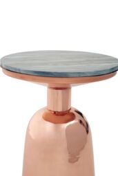Orsina White Marble Top Gold Base Side Table, Contemporary End Table in Bottleneck Design, Sturdy Iron Base in Black - thumbnail 3