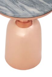 Orsina White Marble Top Gold Base Side Table, Contemporary End Table in Bottleneck Design, Sturdy Iron Base in Black - thumbnail 4