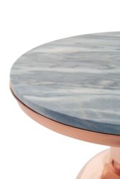 Orsina White Marble Top Gold Base Side Table, Contemporary End Table in Bottleneck Design, Sturdy Iron Base in Black - thumbnail 5