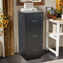 EONLION Black 3 Drawers Lockable File Cabinet - Size: 100 cm - thumbnail 4