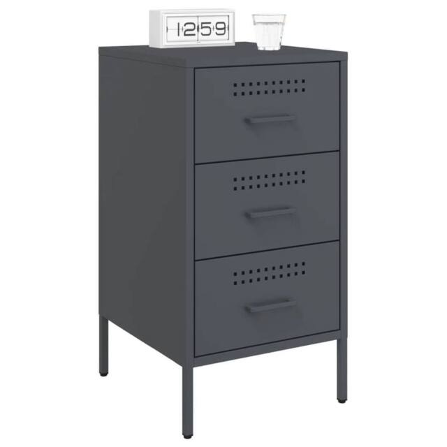 Berkfield Home Sturdy Bedside Cabinets 2 pcs Anthracite 36x39x68 cm Steel in Dark Grey - Size: 36 x 39 x 68 cm - image 1