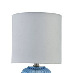 First Choice Lighting Walter - Set of 2 Blue Ribbed Glass 29cm Table Lamps with White Shade - thumbnail 4
