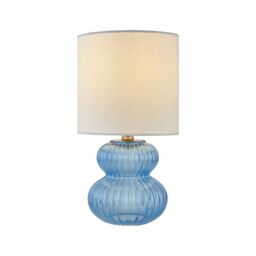 First Choice Lighting Walter - Set of 2 Blue Ribbed Glass 29cm Table Lamps with White Shade - thumbnail 3