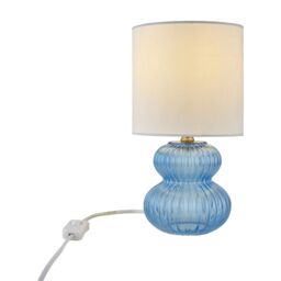 First Choice Lighting Walter - Set of 2 Blue Ribbed Glass 29cm Table Lamps with White Shade - thumbnail 5