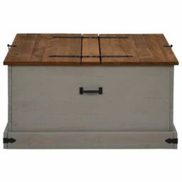 Berkfield Home Storage Chest HALDEN Grey 91x91x47 cm Solid Wood Pine - Size: 91 x 91 x 47 cm - thumbnail 4