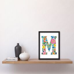 "Artery8 Women's Wall Art Print Letter M in Bright Colourful Flowers Spring Garden Floral Word Art Framed Poster - Size: W12"" x H16""" - thumbnail 4
