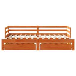 Berkfield Home Daybed with Trundle&Drawers without Mattress Wax Brown 80x200 cm - thumbnail 4