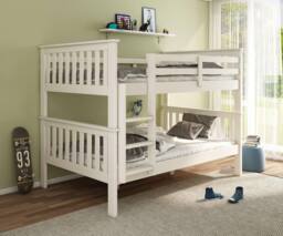 Bedmaster Oslo White Quadruple Sleeper Bunk Bed With Memory Foam Mattresses - Size: Small Double
