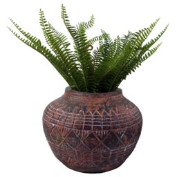 Leaf 23cm x 30cm Large Aztec Vase Planter in Dark Brown - Size: 23 cm x 30 cm