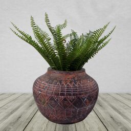 Leaf 23cm x 30cm Large Aztec Vase Planter in Dark Brown - Size: 23 cm x 30 cm - thumbnail 2