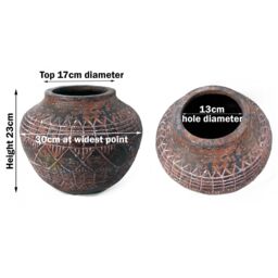Leaf 23cm x 30cm Large Aztec Vase Planter in Dark Brown - Size: 23 cm x 30 cm - thumbnail 3