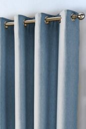 Fusion 'Sorbonne' 100% Cotton Light Filtering Plain Dyed Eyelet Curtains in Light Blue - Size: 168 cm width x 137 cm drop - thumbnail 2