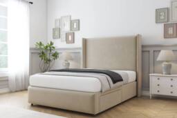 "Sloomy Stratford Coniston Divan Set 2 Drawers-54"" Wingback-Footboard in Cream - Size: King" - thumbnail 3