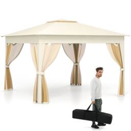 Costway 338 x 338 CM Pop Up Gazebo Foldable Canopy Tent w/Mesh Netting in Beige - thumbnail 7