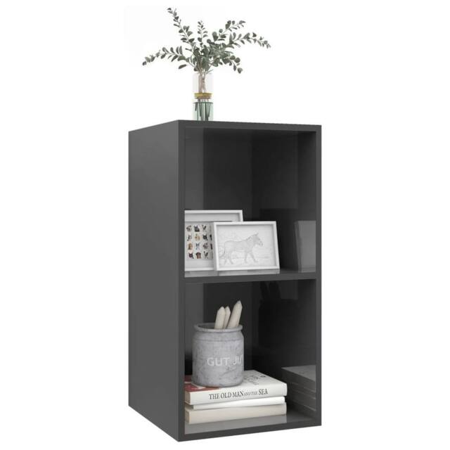 Berkfield Home Practical Wall-mounted TV Cabinet High Gloss Grey 37x37x72 cm Eng - Size: 37 x 37 x 72 cm - image 1