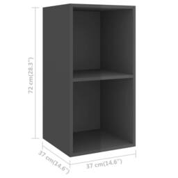 Berkfield Home Practical Wall-mounted TV Cabinet High Gloss Grey 37x37x72 cm Eng - Size: 37 x 37 x 72 cm - thumbnail 9