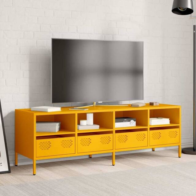 Berkfield Home TV Cabinet Mustard Yellow 135x39x43.5 cm Cold-rolled Steel - image 1