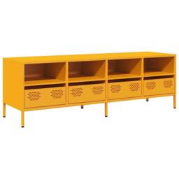 Berkfield Home TV Cabinet Mustard Yellow 135x39x43.5 cm Cold-rolled Steel - thumbnail 3