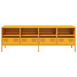 Berkfield Home TV Cabinet Mustard Yellow 135x39x43.5 cm Cold-rolled Steel - thumbnail 4