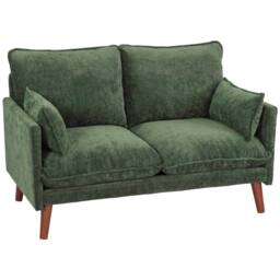 HOMCOM 2 Seater Sofa, Modern Loveseat with Spring Cushions, Wide Seat, Green - thumbnail 2
