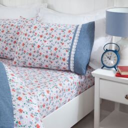 Rapport Home Penelope Polycotton Duvet Cover Set With Pillowcase in Blue - Size: King - thumbnail 2
