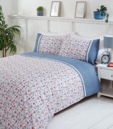 Rapport Home Penelope Polycotton Duvet Cover Set With Pillowcase in Blue - Size: King - thumbnail 1
