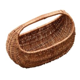 Red Hamper Wicker Gondola Shopping Basket in Brown