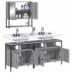 Berkfield Home Durable 3 Piece Bathroom Furniture Set Grey Sonoma Engineered Wood - thumbnail 4