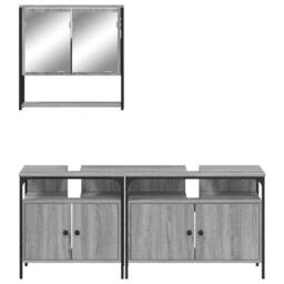 Berkfield Home Durable 3 Piece Bathroom Furniture Set Grey Sonoma Engineered Wood - thumbnail 5