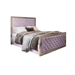 KDMD Maddison Upholstered Soft Velvet Metal Pink Bed Frame - Size: Double - thumbnail 5