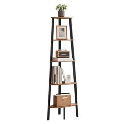 Pirlo Plush 5 Tier Industrial Freestanding Corner Shelving Unit Rustic in Brown - thumbnail 6