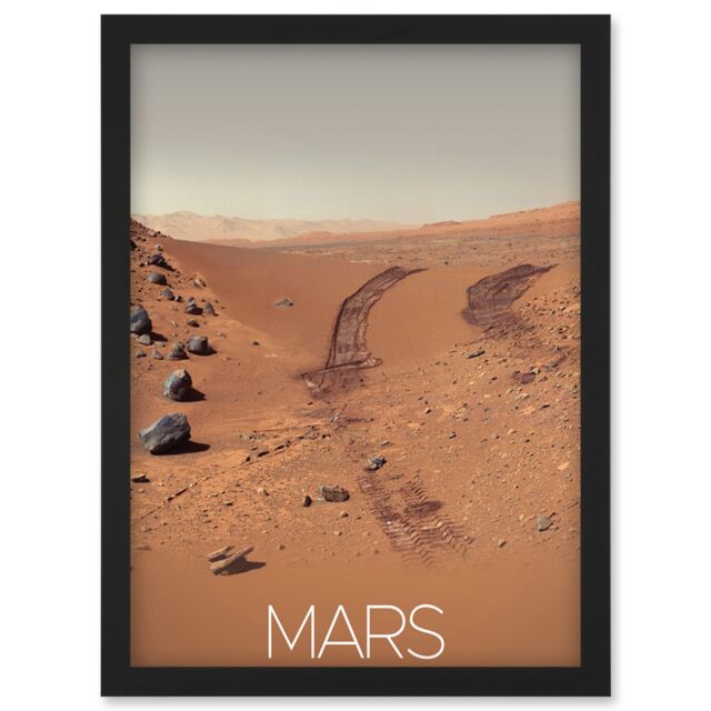 Artery8 NASA Our Solar System Mars Rover Planet Surface Image Artwork Framed Wall Art Print A4 in Black - image 1