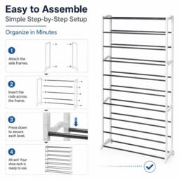 FORGEVIO 10-Tier Metal Shoe Rack Organizer Holds Up to 30 Pair in White - thumbnail 2